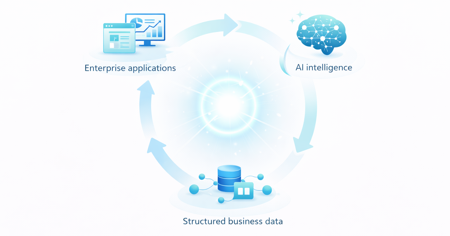 Graphic 6 — Apps, data, and AI flywheel