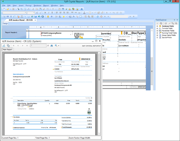 Modification of Customer Invoice/Purchase Order Forms