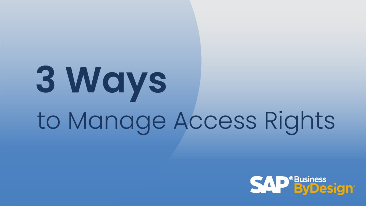 3 Ways to Manage Access Rights in SAP Business ByDesign